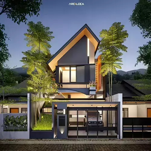 Japandi Modern Minimalist House 3D Model Architecture 3D model 6