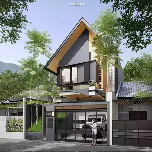 Japandi Modern Minimalist House 3D Model Architecture 3D model 7