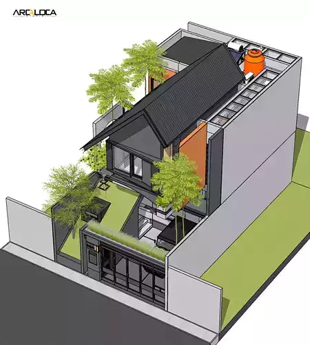 Japandi Modern Minimalist House 3D Model Architecture 3D model 4