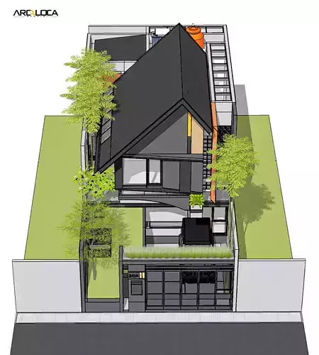 Japandi Modern Minimalist House 3D Model Architecture 3D model 2