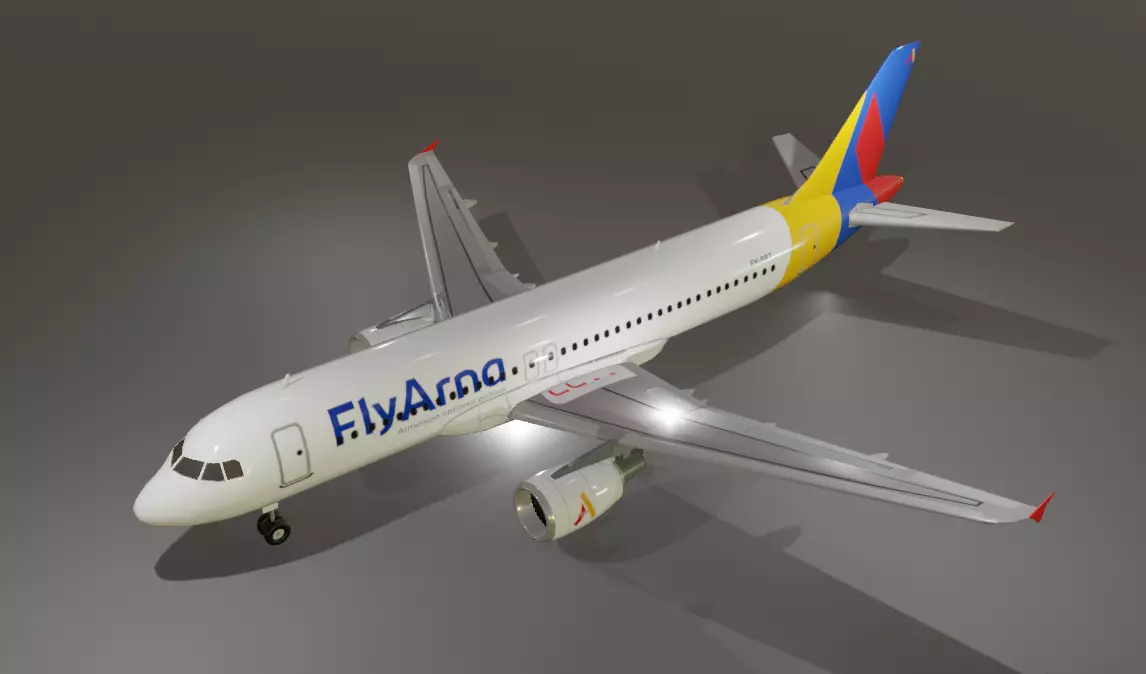 Fly Arna airbus a320-214 low poly 3D Model Low-poly 3D model
