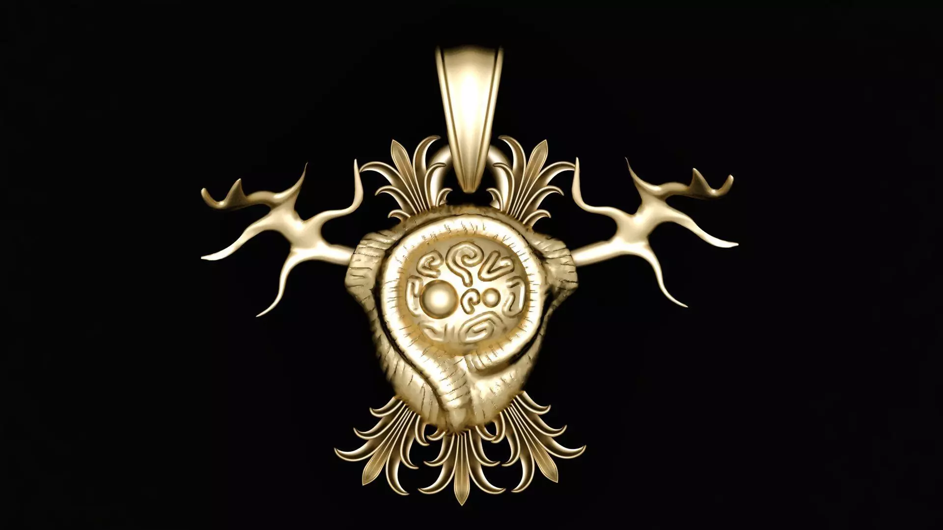 Ethereal Antler Sigil Pendant 3D print model