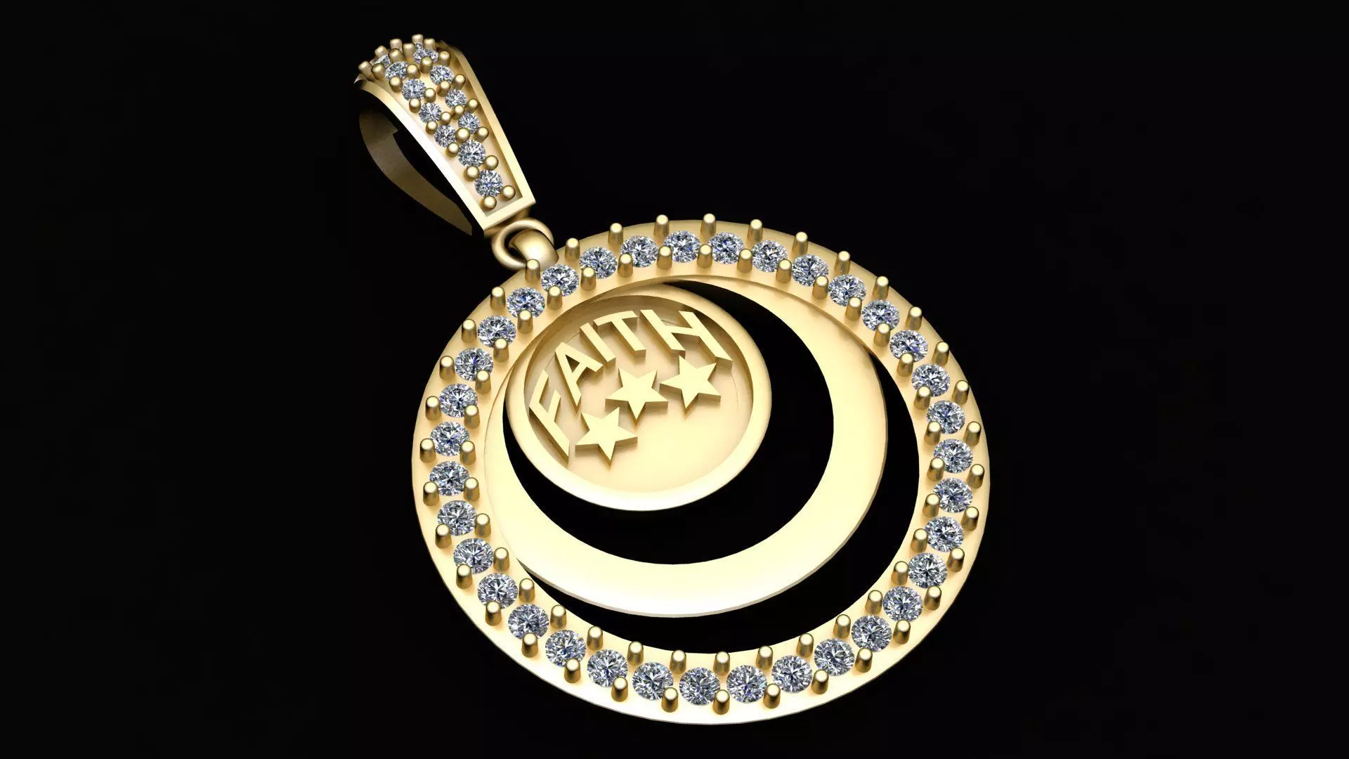 Golden Faith Crescent Pendant 3D print model