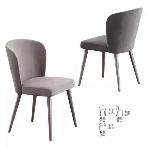Aston dining chairl by Minotti 3D model 2