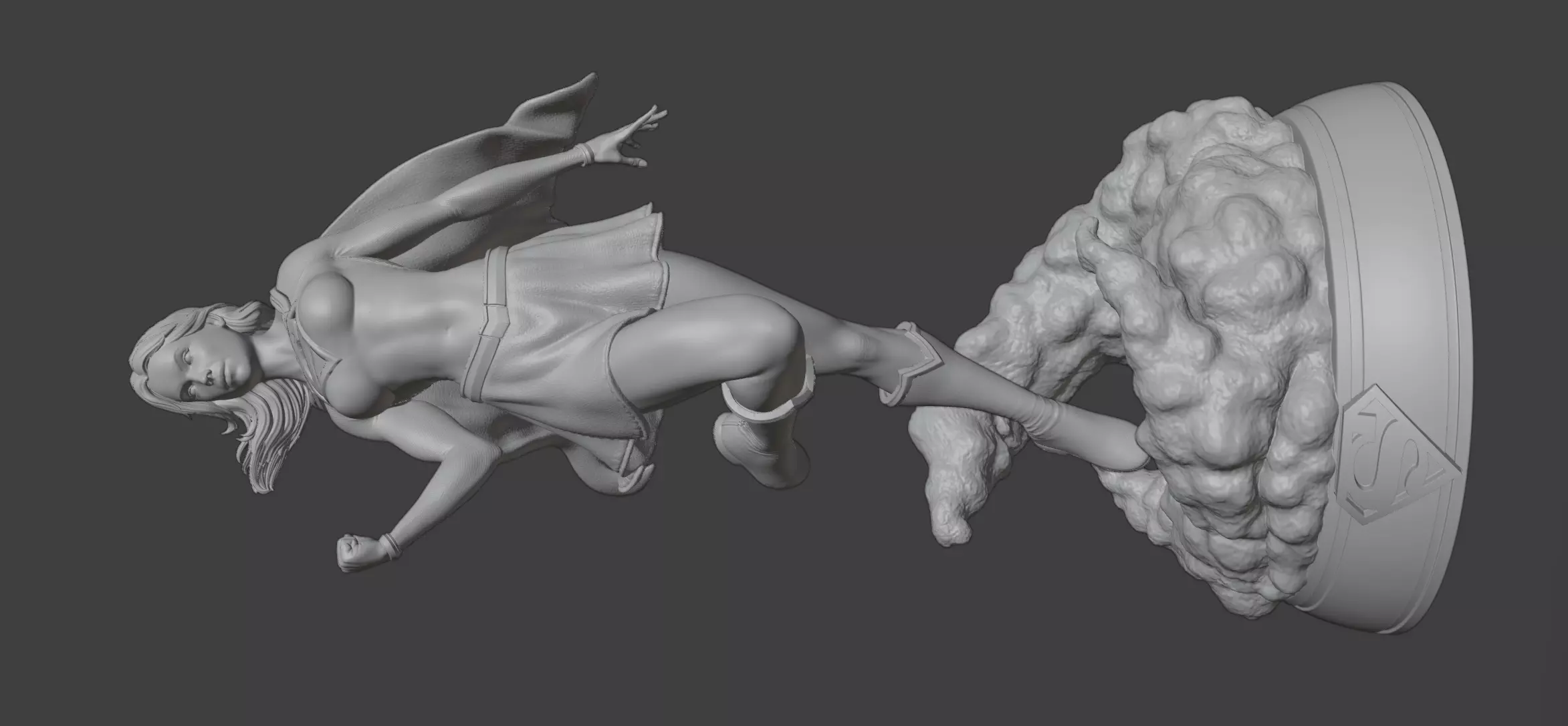 Supergirl 3D Model with Base STL for 3D Printing 3D print model