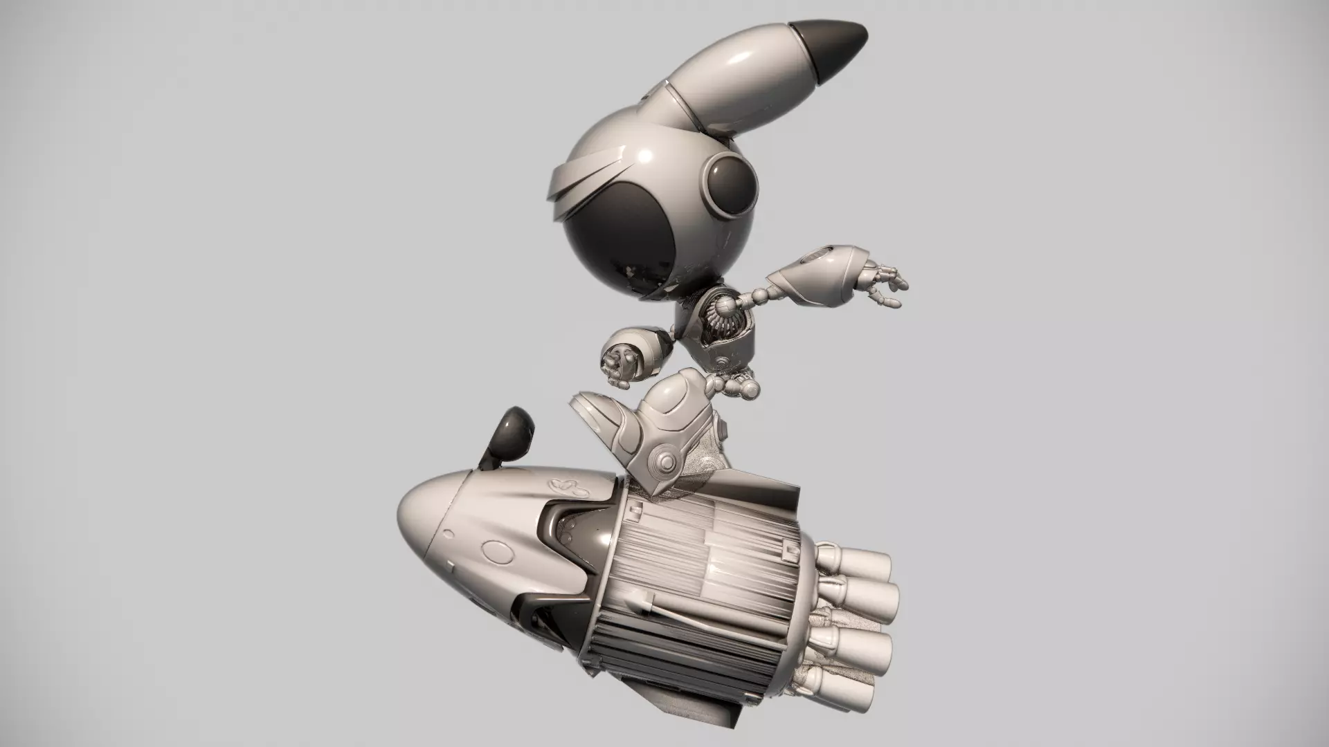 Mechanical Doll Rocket Vehicle Low-poly 3D model