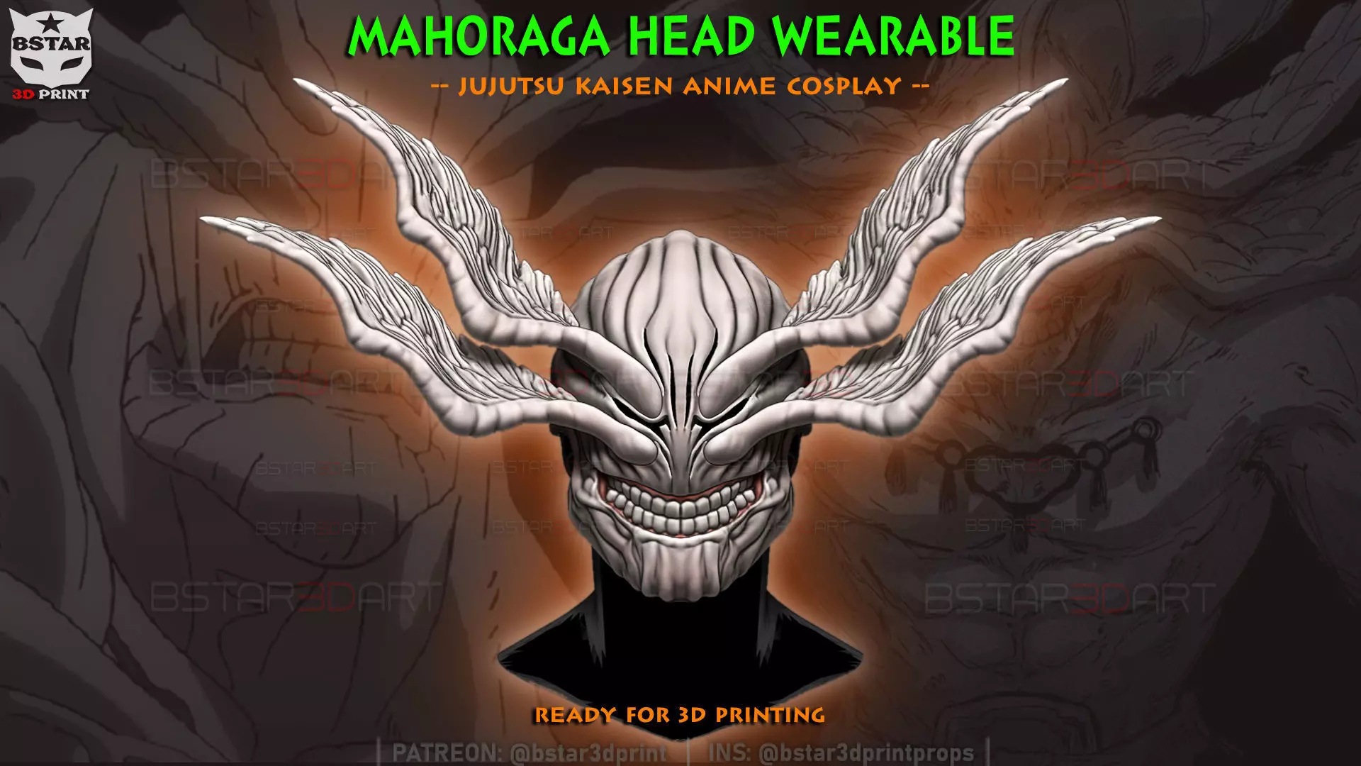 MAHORAGA Head Mask - Jujutsu Kaisen Cosplay 3D print model