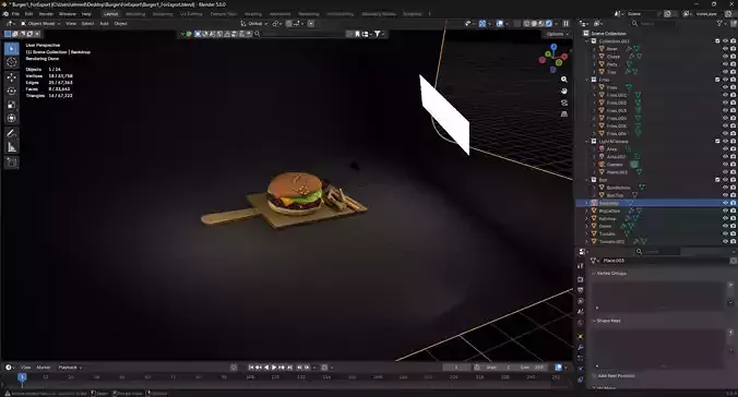 Burger with Fries 3D Food Asset 3D model 7