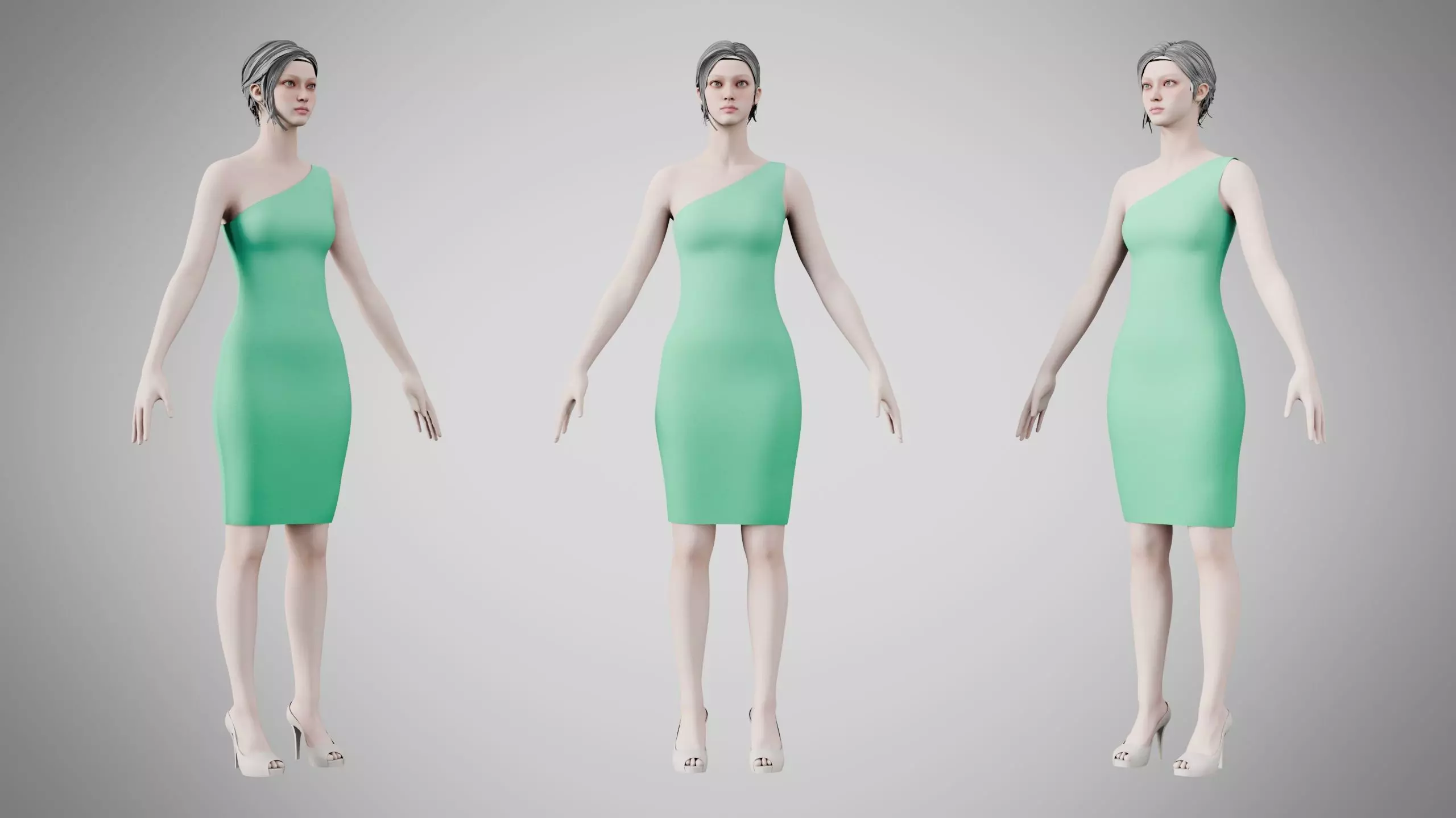 Dress 19 Medium Aquamarine Low-poly 3D model