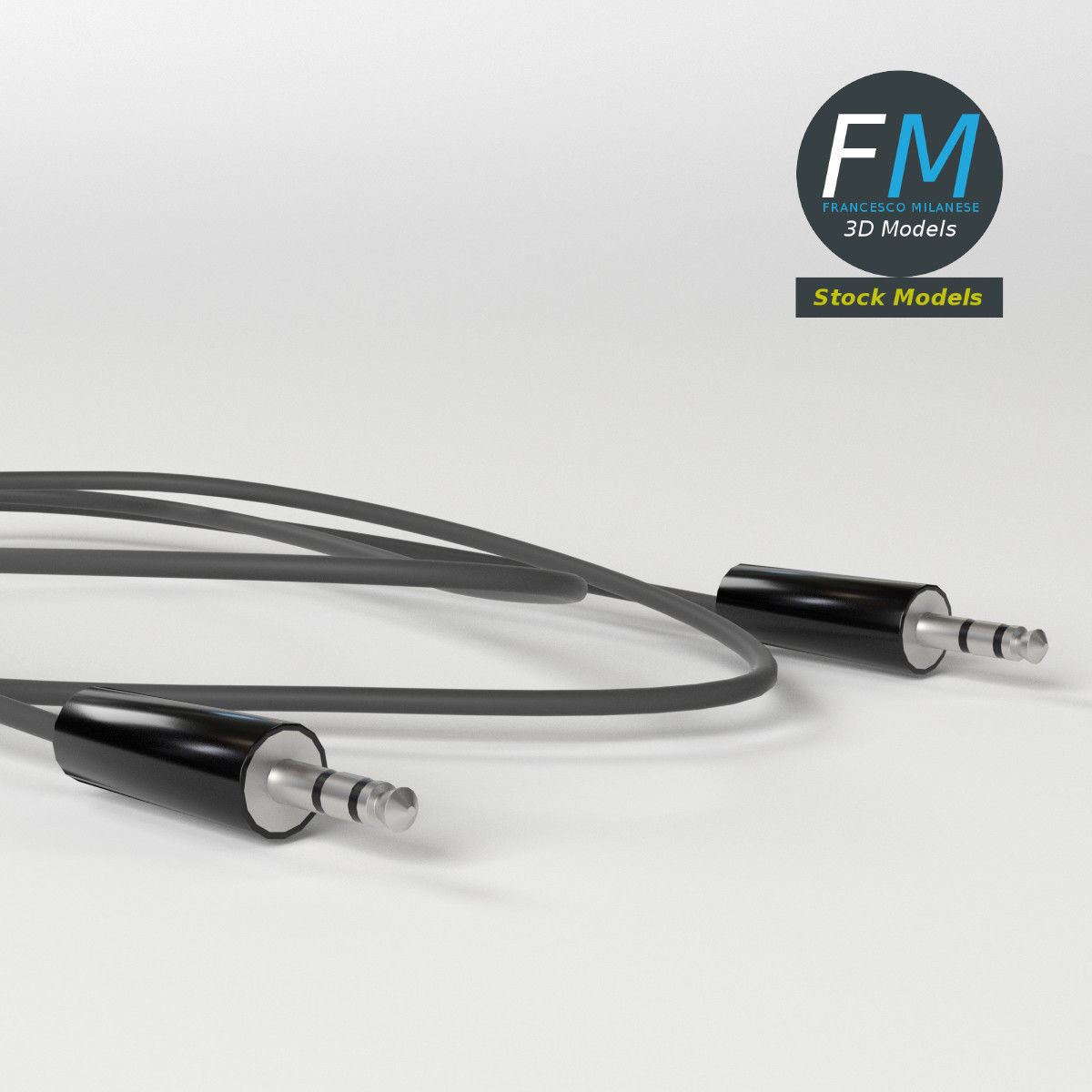 3mm jack audio cable Low-poly 3D model_5