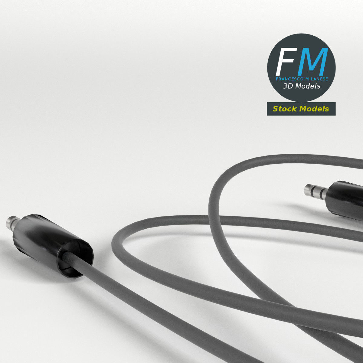 3mm jack audio cable Low-poly 3D model_4