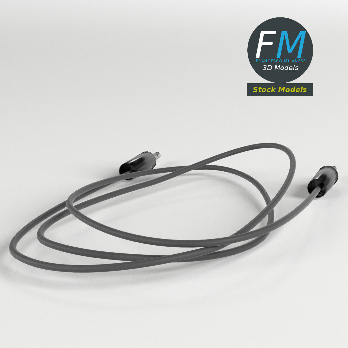 3mm jack audio cable Low-poly 3D model_3
