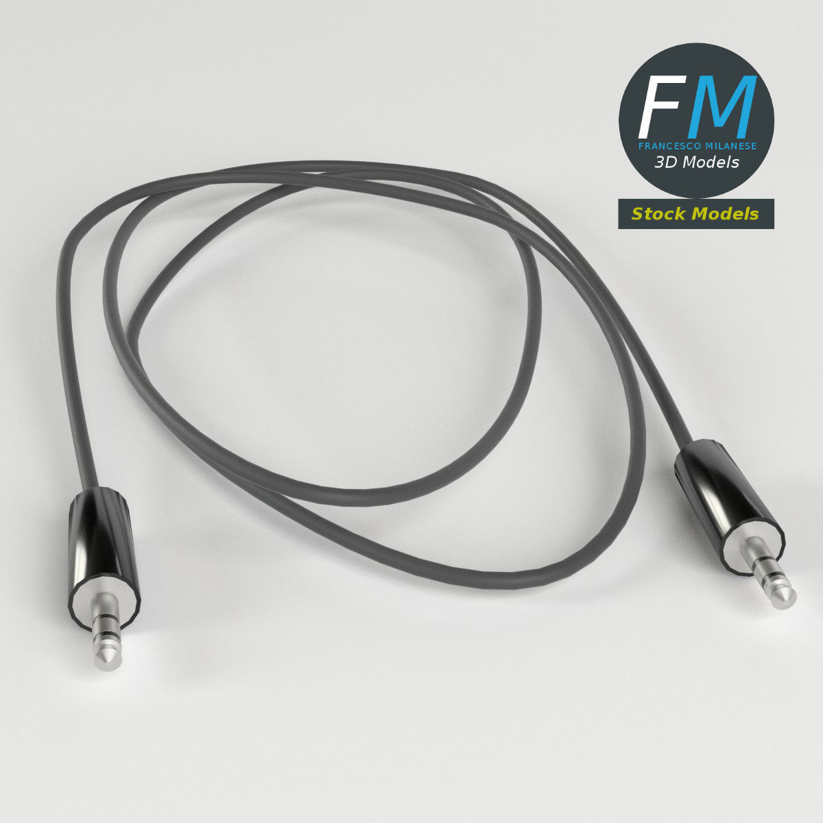 3mm jack audio cable Low-poly 3D model_2