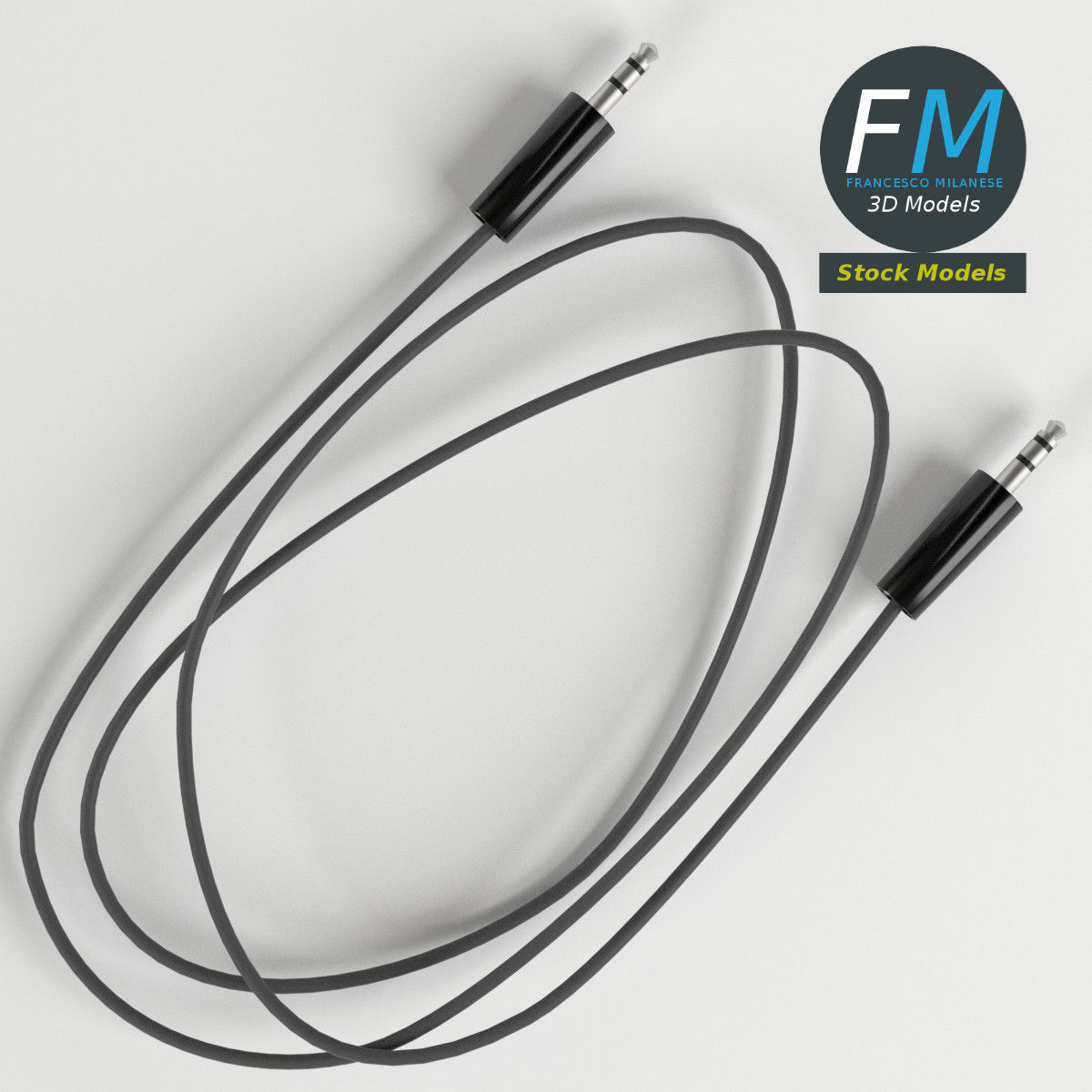 3mm jack audio cable Low-poly 3D model_6