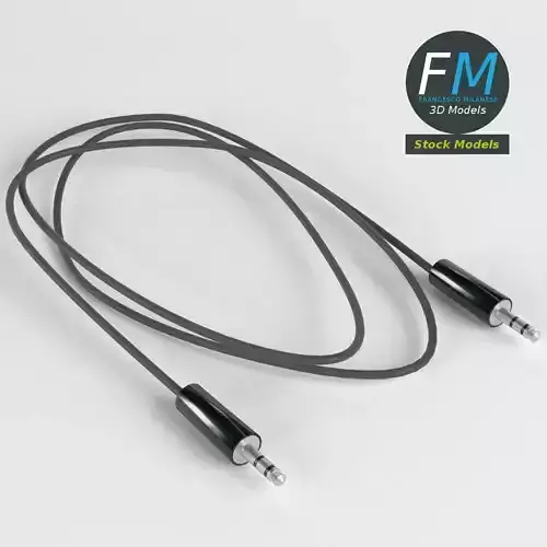 3mm jack audio cable Low-poly 3D model