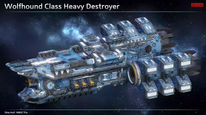Spaceship Heavy Destroyer Wolfhound Low-poly 3D model