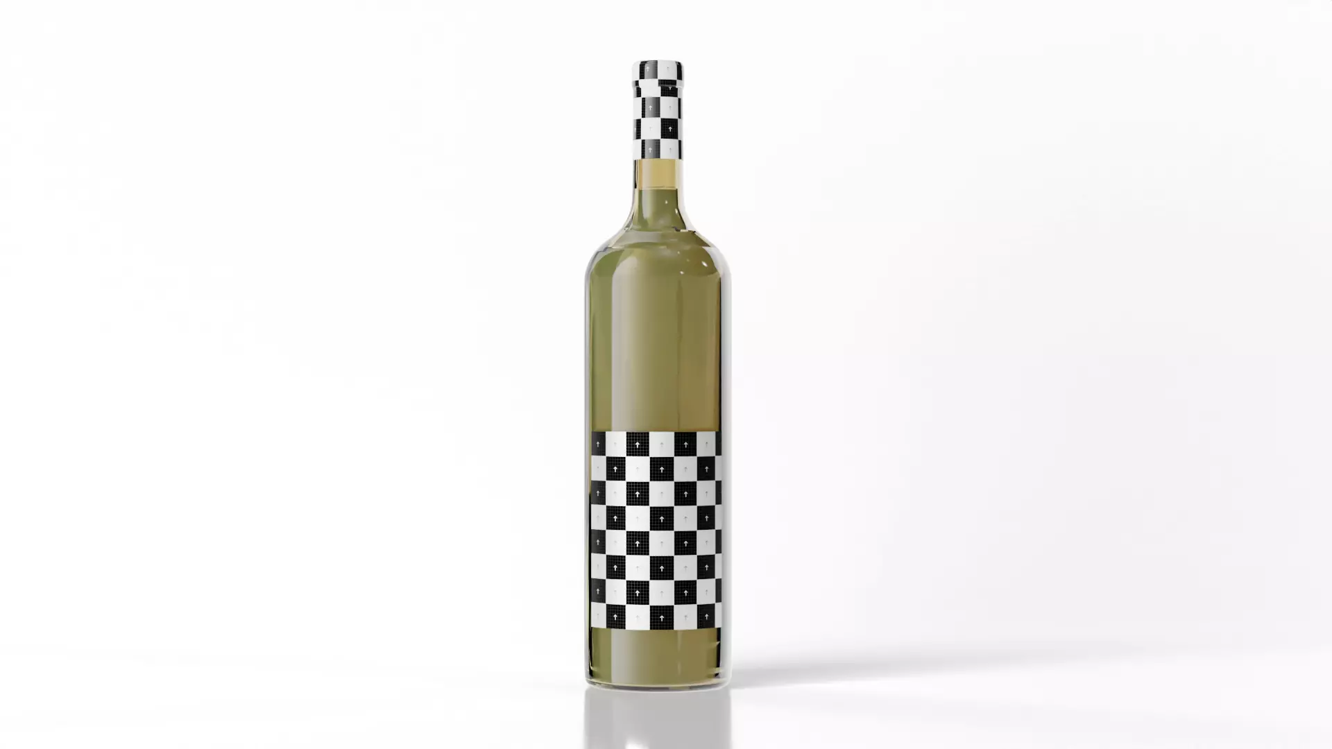 Wine Glass Bottle with Liquid inside - Mockup Low-poly 3D model