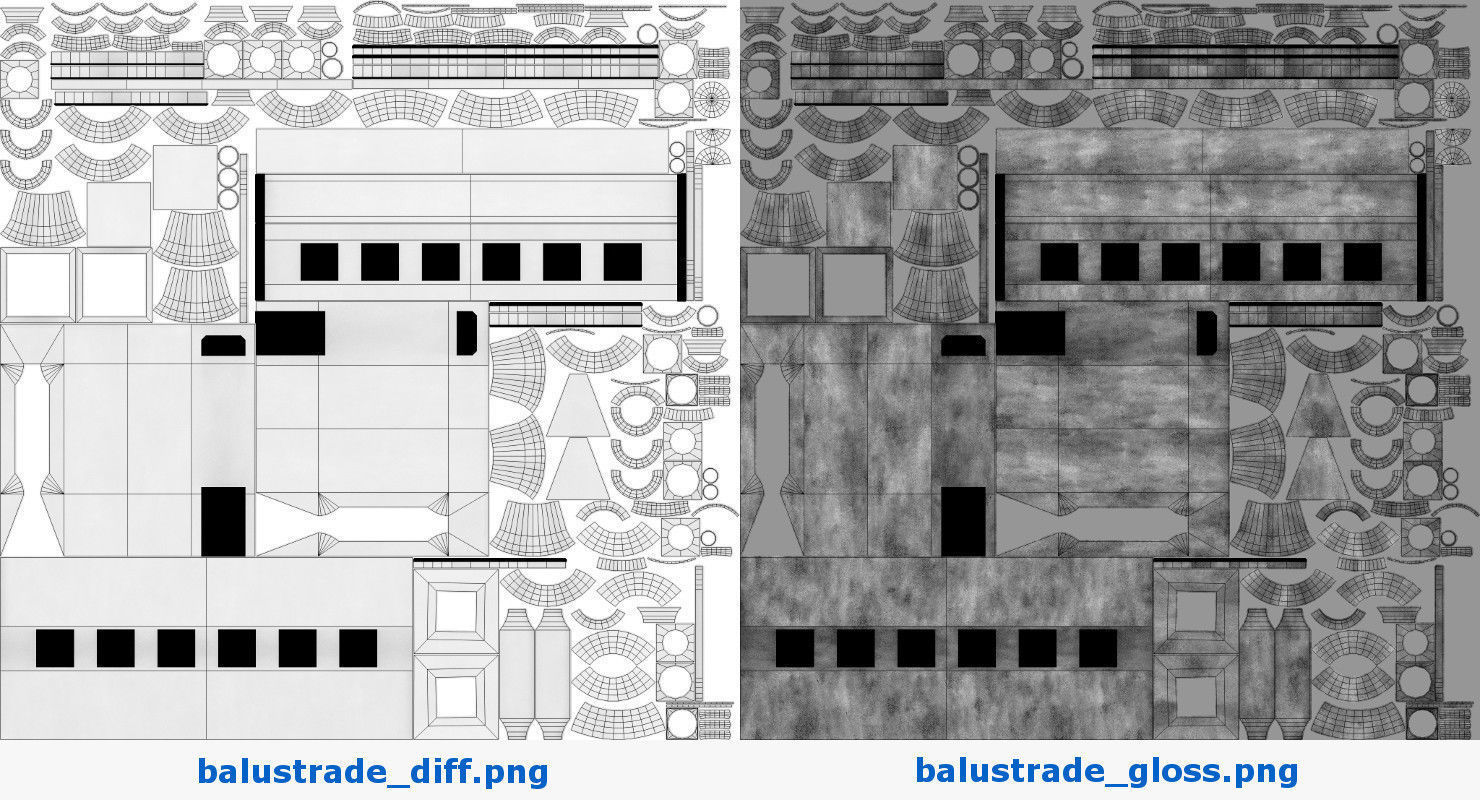 Balustrade railing 3D model_4