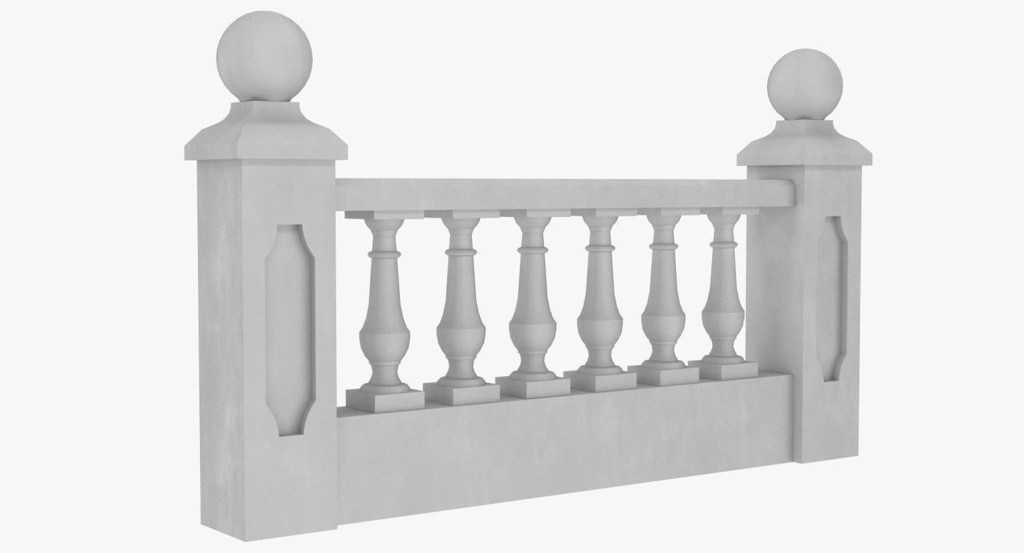 Balustrade railing 3D model_1