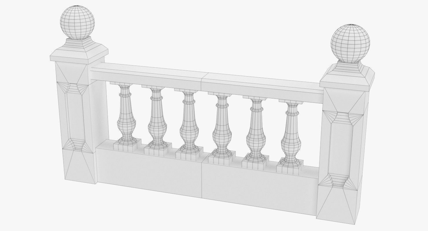 Balustrade railing 3D model_3