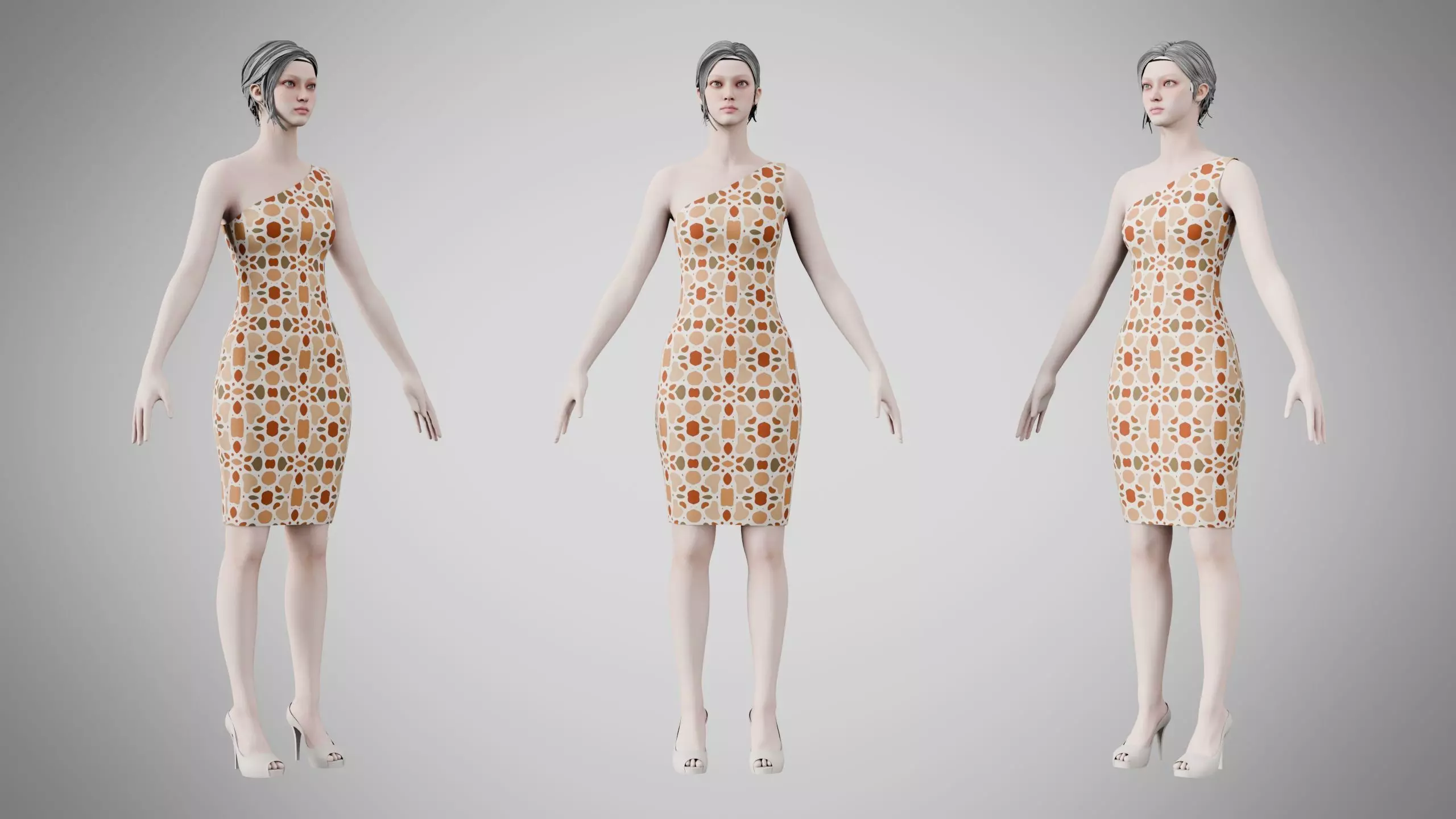 Dress 19 Terracotta Pebble Pattern Low-poly 3D model