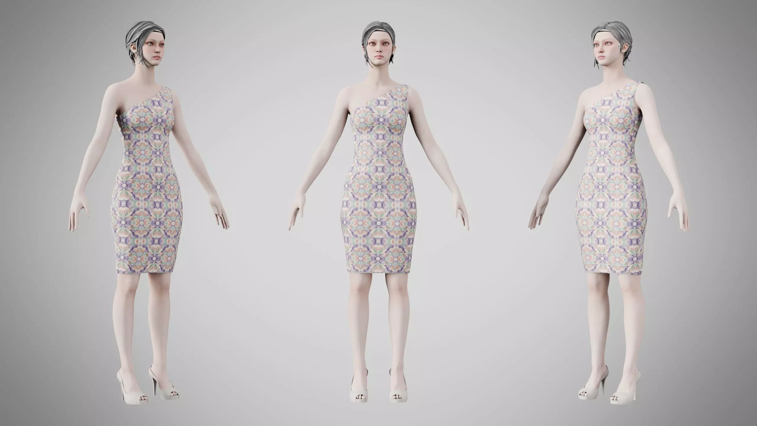 Dress 19 Warm Geometric Organic Low-poly 3D model
