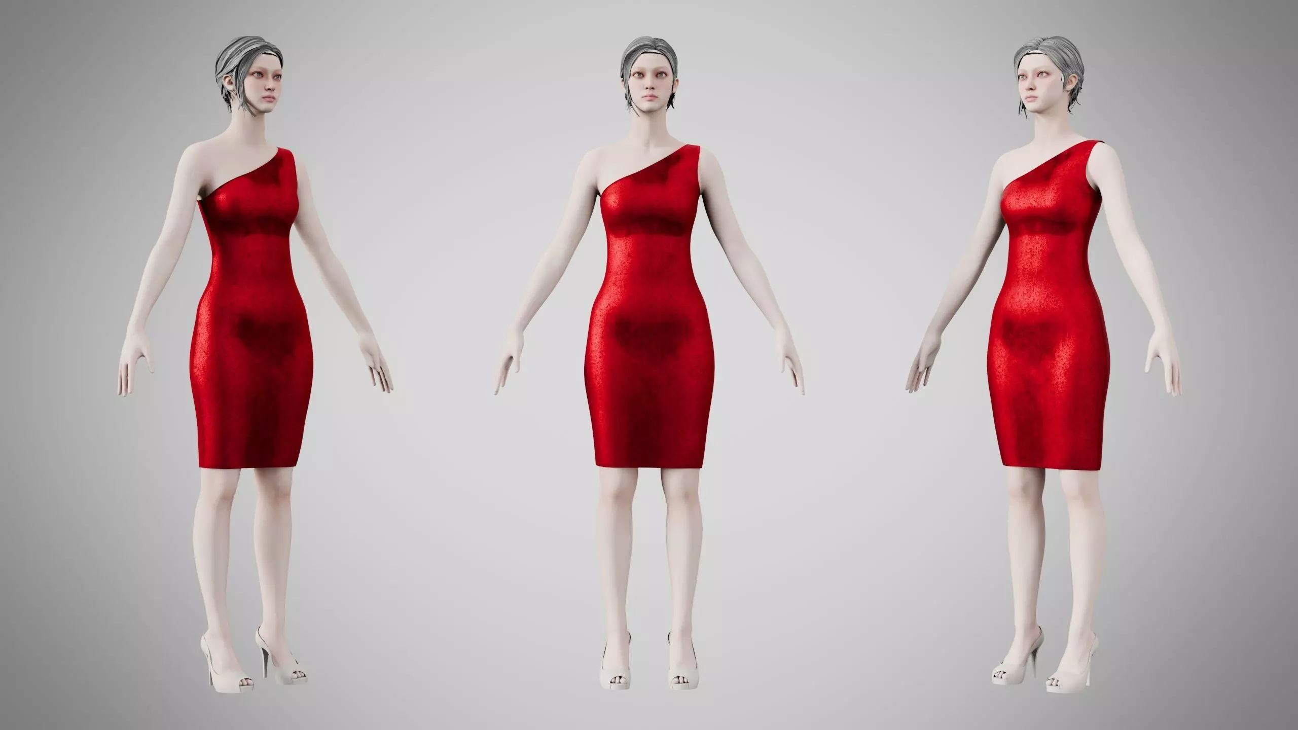 Dress 19 Ruby Velvet Low-poly 3D model