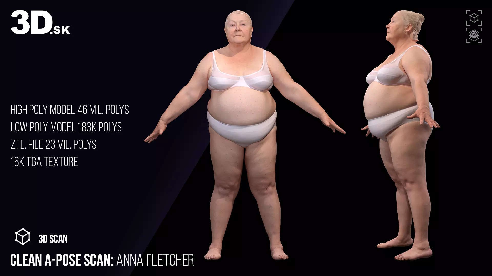 Clean A Pose Scan Anna Fletcher Underwear 3D model
