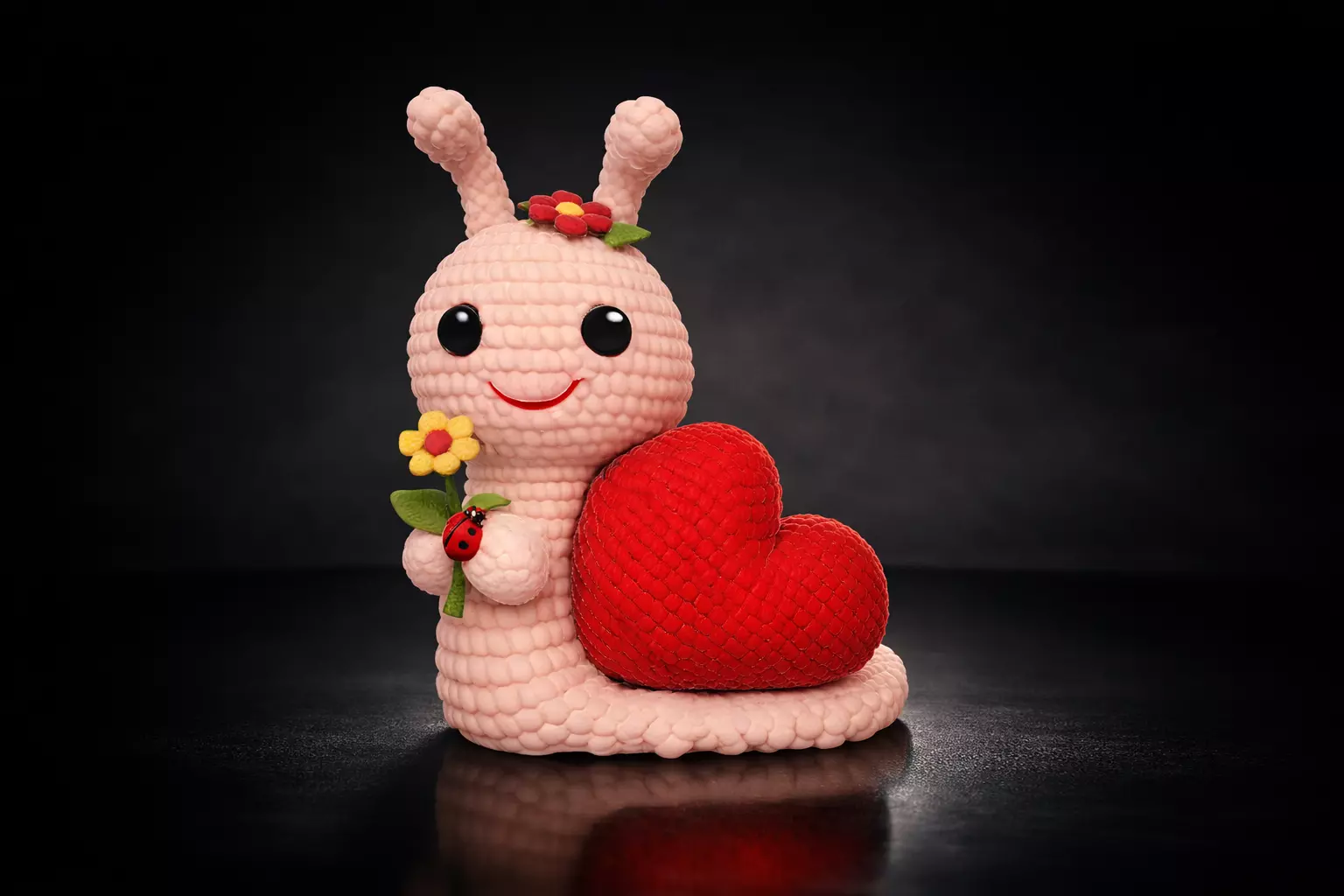 Cute Valentine Snail Bunny Figurine Heart Gift Kawaii Love Decor 3D print model