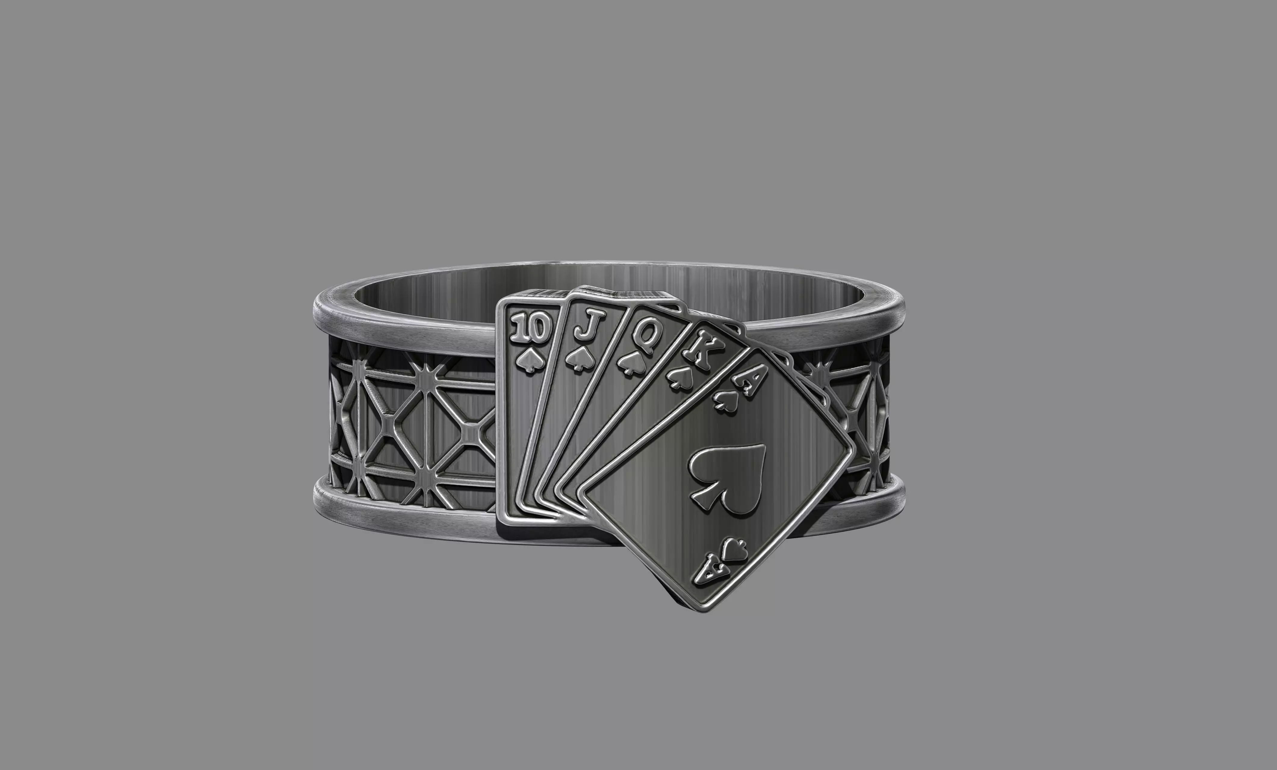 Playing cards poker hearts royal flush ring 3D print model