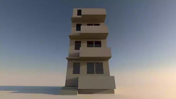 Modern 4 Story Building 3D model 4