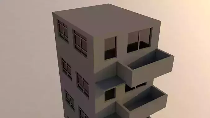 Modern 4 Story Building 3D model 3