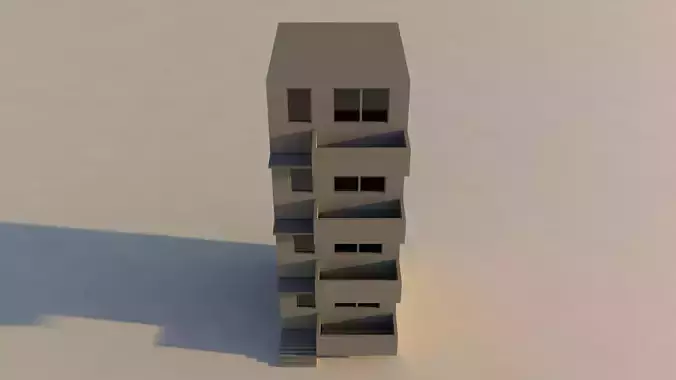 Modern 4 Story Building 3D model 5