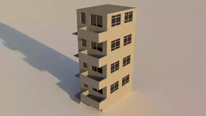Modern 4 Story Building 3D model 6