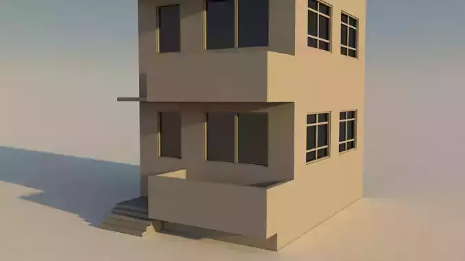 Modern 4 Story Building 3D model 7