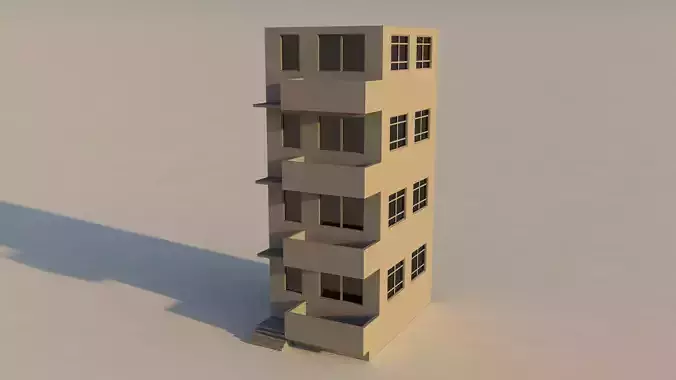 Modern 4 Story Building 3D model