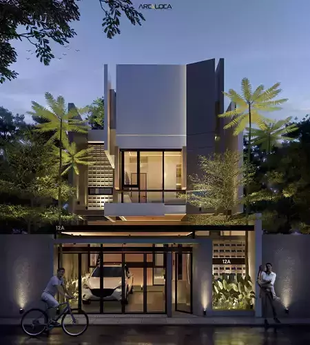 3D Model Modern Minimalist White House Contemporary Style 3D model 7