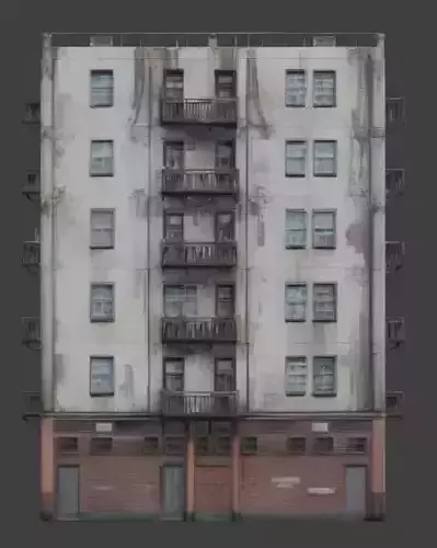 Urban Residential Building 3D Model Low-poly 3D model 5