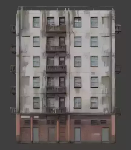 Urban Residential Building 3D Model Low-poly 3D model 4