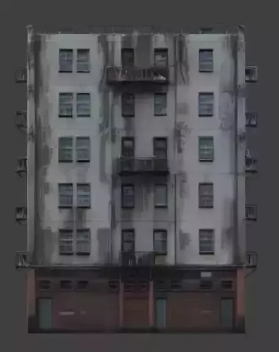 Urban Residential Building 3D Model Low-poly 3D model 3