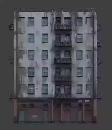 Urban Residential Building 3D Model Low-poly 3D model 2