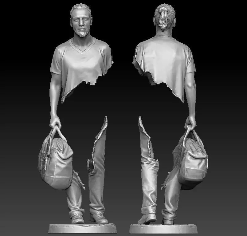 This artwork depicts a traveler outdoors 3D print model