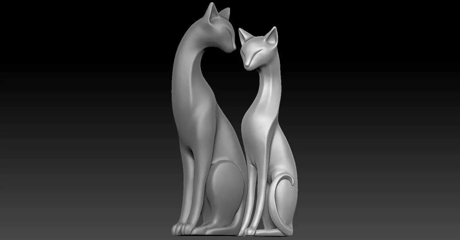 artistic cat statues 3D print model