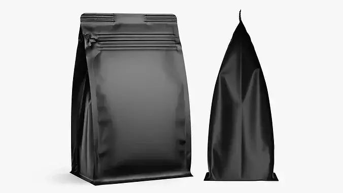 Matte Black Coffee Bag Pull Tab Zipper Pouch Mockup 07