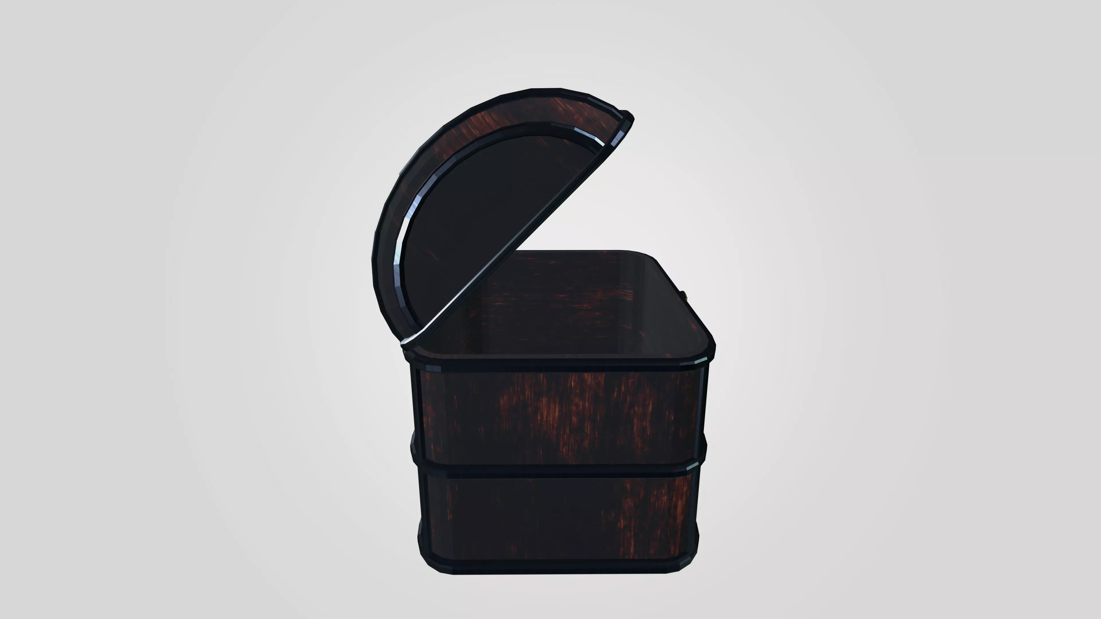 Wooden Storage Chest 3D Model with Metal Trim PBR Free low-poly 3D model