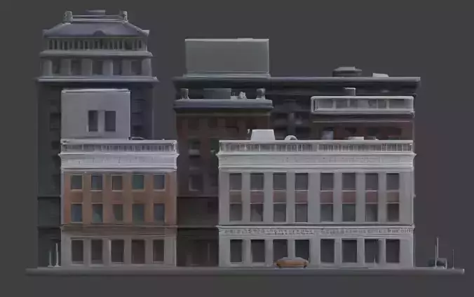 Modular Urban Building Kit 3D Models Low-poly 3D model 3