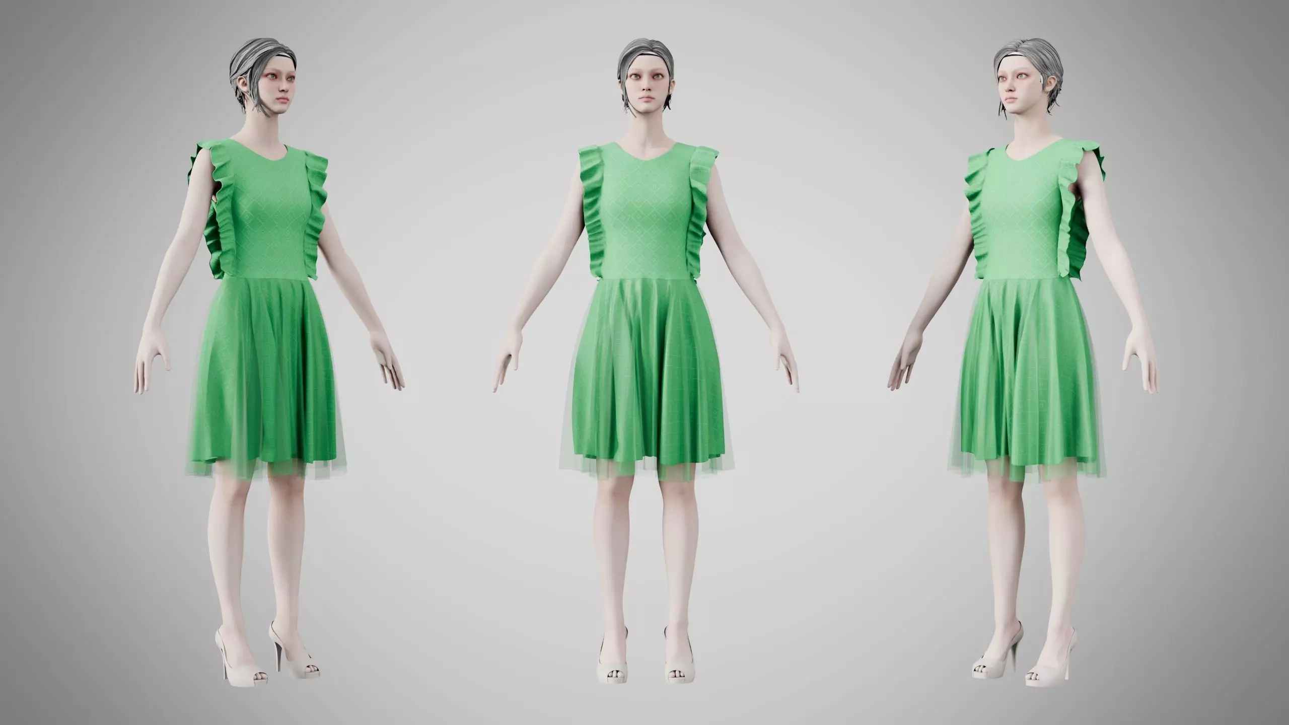 Dress 20 Bud Green Low-poly 3D model