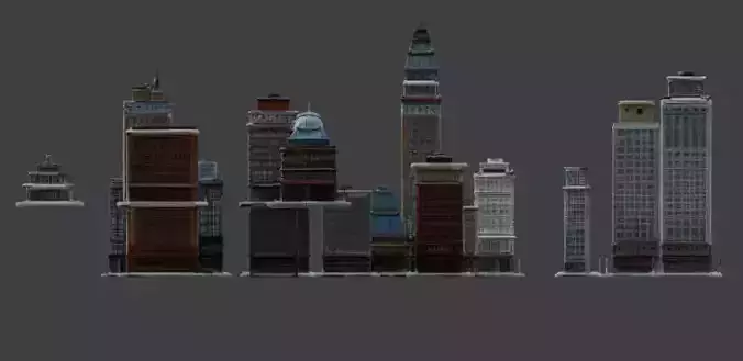 Modular Urban Building Kit 3D Models Low-poly 3D model 4