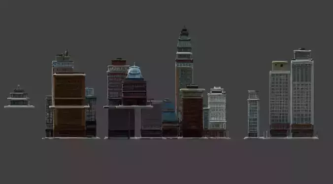 Modular Urban Building Kit 3D Models Low-poly 3D model 2