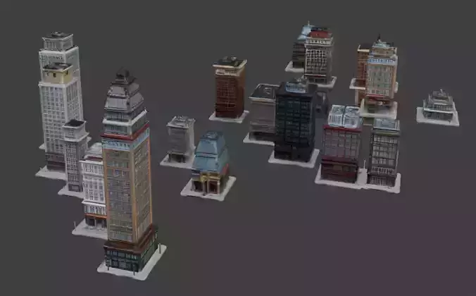 Modular Urban Building Kit 3D Models Low-poly 3D model 3